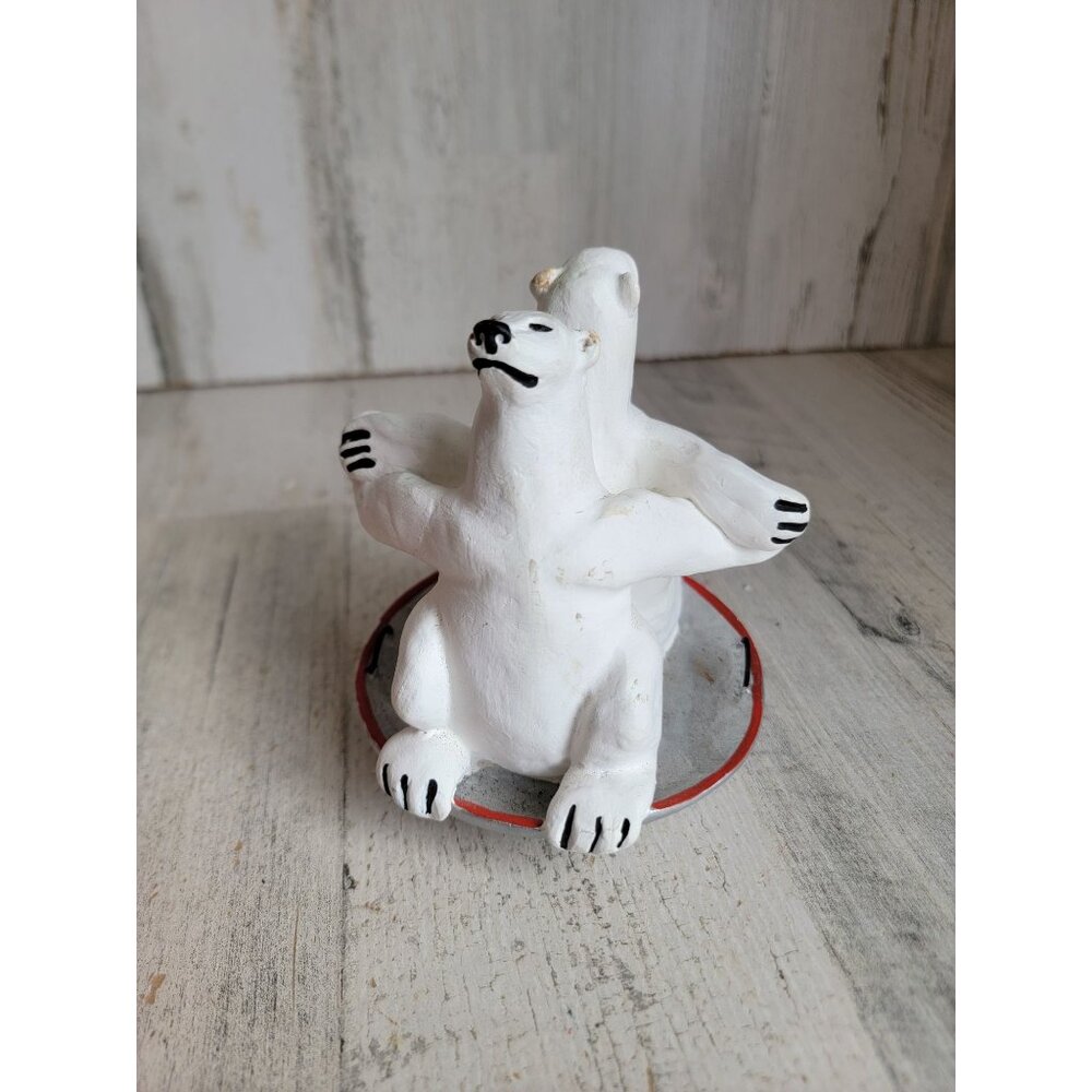 Dept 56 polar bears sled disc vintage‎ Xmas figure decor